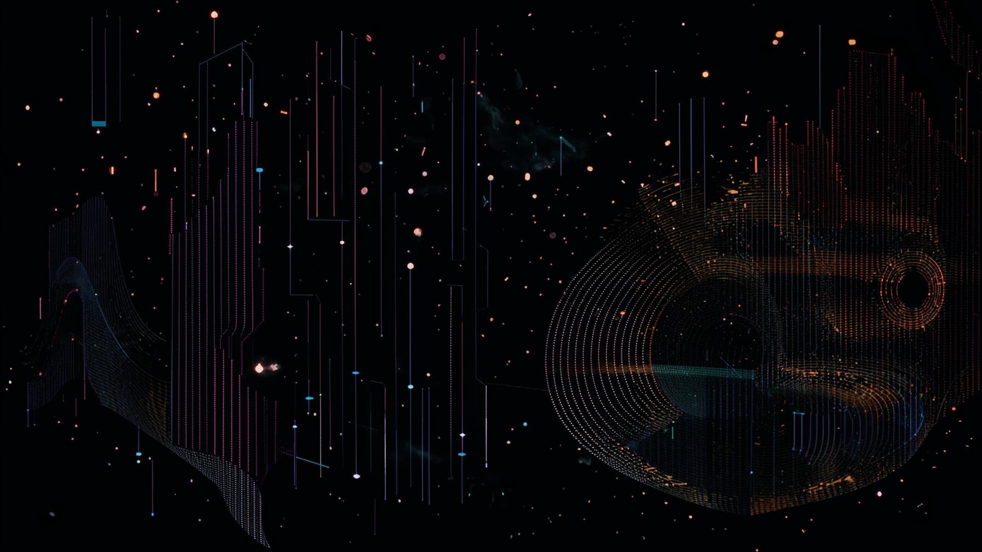 Abstract data visualization background with glow arc