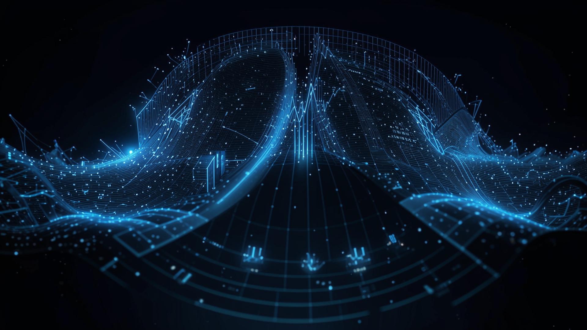 Abstract data arc background with grid and glow
